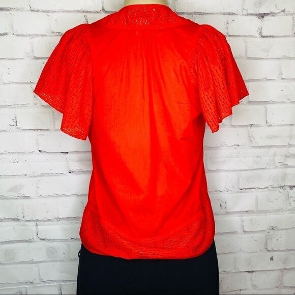 Anthropologie Pepin Eyelet Flutter Sleeve Top - Picture 2 of 8